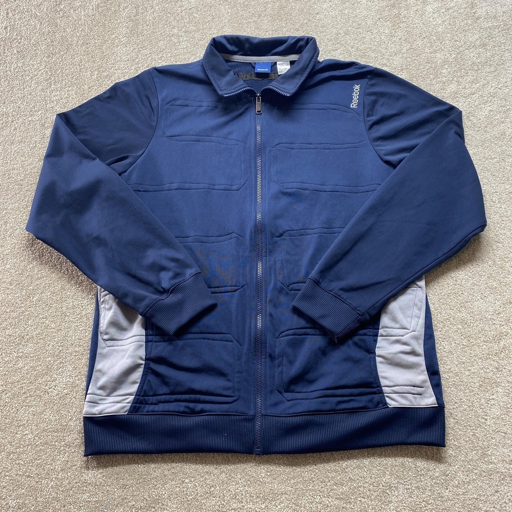 Reebok Jacket Mens Large Full Zip Athletic Track Lightweight Training